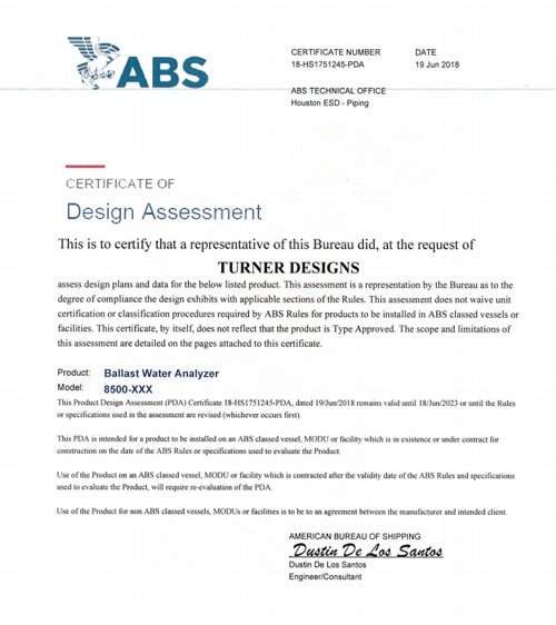 Turner_Designs's tweet image. Excited to announce we've received a Certificate of Design Assessment issued by ABS for our #Ballast-Check 2 Handheld #Fluorometer
eagle.org/ABSEagleProgra…