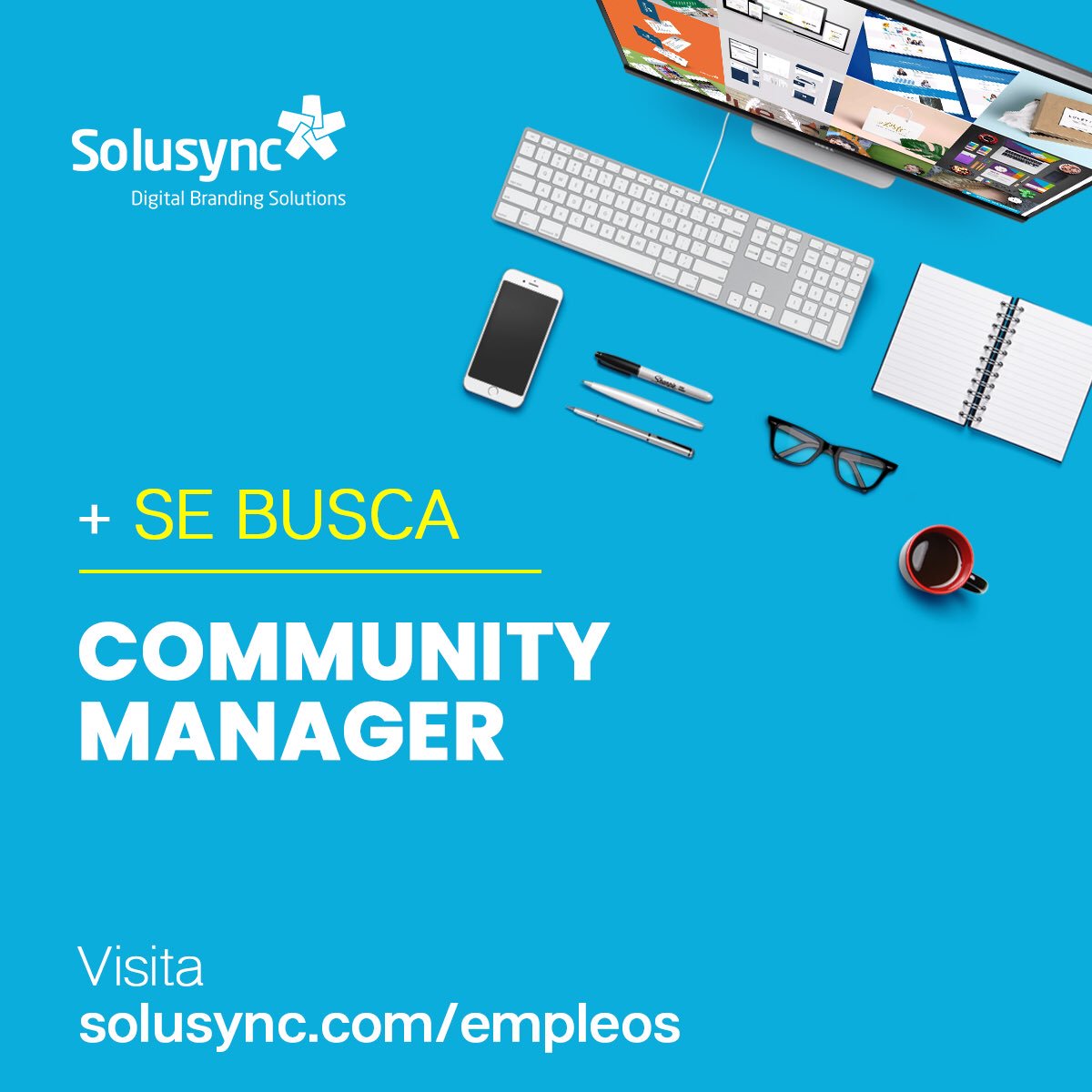 Solusync's tweet photo. We're hiring! 💥 https://t.co/Kwz8drZ5t8 #SolusyncTeam 🚀 
#CommunityManager #SocialMedia #MarketingDigital #DigitalMarketing https://t.co/jjNXBRz360