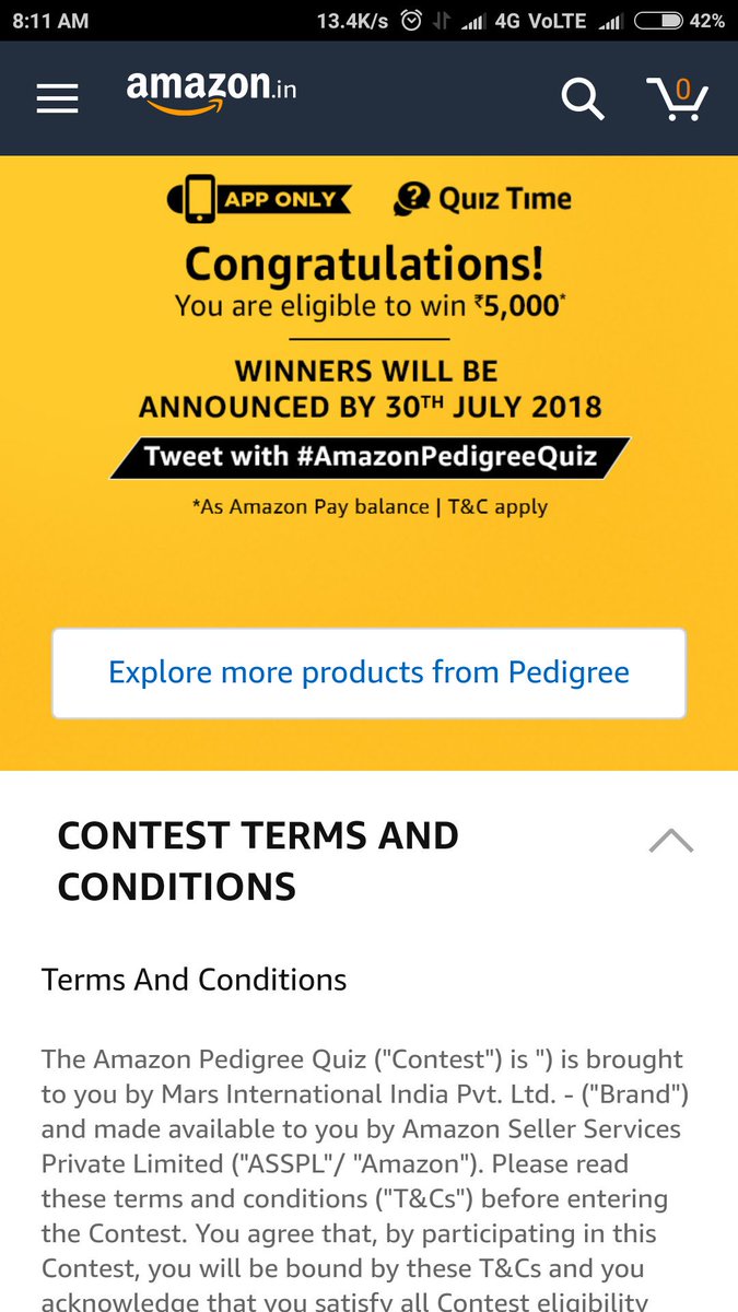 khadar_khan's tweet photo. Waiting for my Amazon gift card #AmazonPedigreeQuiz @amazonIN https://t.co/Fenq2xJOKf