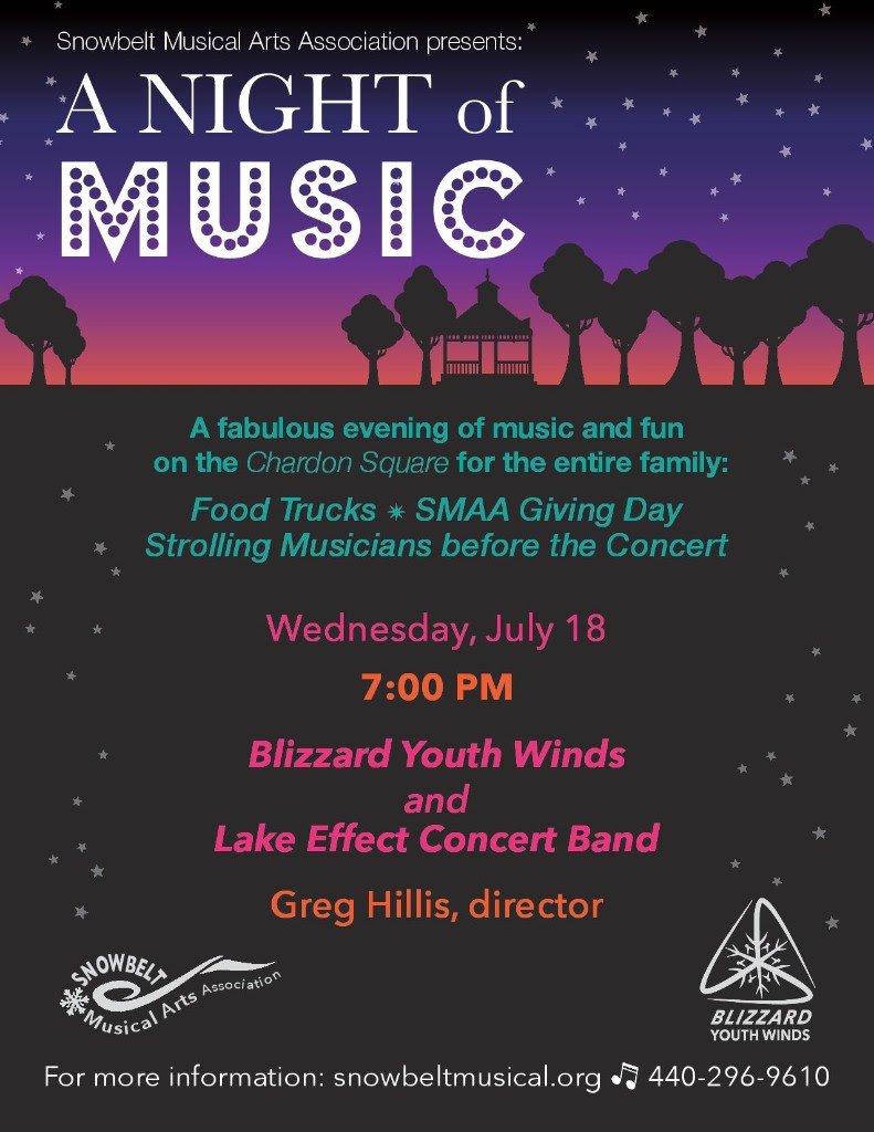 chardon_square's tweet image. Check out the @snowbeltmusical Giving Day Concert with the Lake Effect Concert Band and Blizzard Youth Winds on the Chardon Square! Next Wednesday, July 18th at 7:00pm on the square!