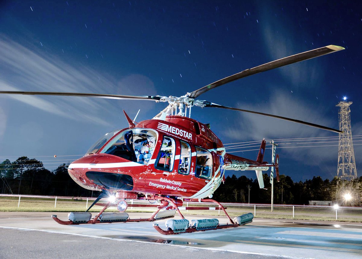 MedTransCorp's tweet photo. Day or Night Medstar AirCare 1 is ready to serve! This base located in Robertsdale, AL is definitely a contender for the #MostBeautifulBase #Competition! Just look at that starry night π
#AMGH #airmedical #medstar #medstaraircare1 #baldwincounty #paramedics #crew #aviation https://t.co/ytlhTqxP2U