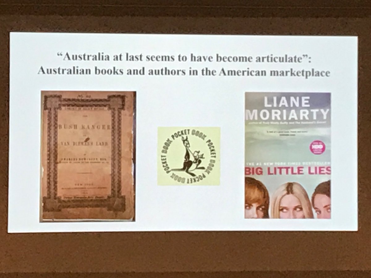 cparnell_c's tweet photo. David Carter is the kind of academic that can pull a great audience after a late night at the conference dinner. 10/10 programming; 10/10 DC. His keynote is on Australian books and authors in the American marketplace (based on the book co-authored by Roger Osborne). #sharp18 https://t.co/EdKcYbv66B