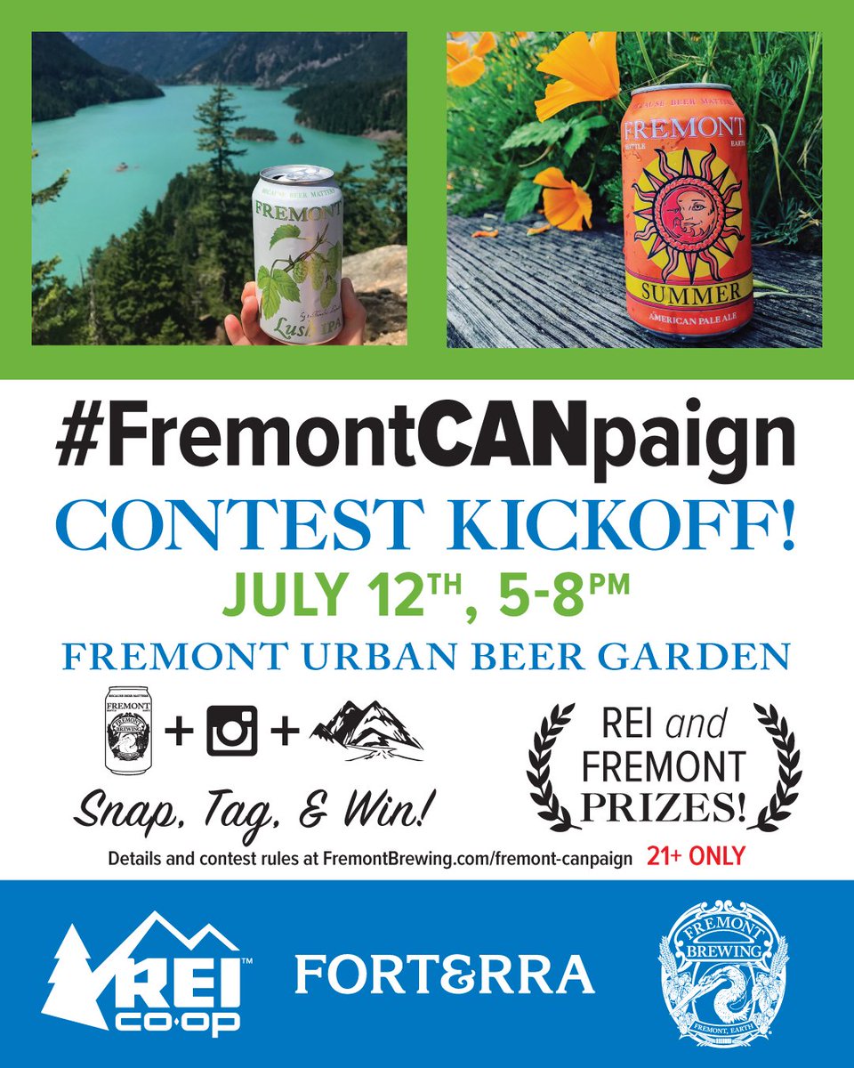 fremontbrewing's tweet image. Join us TOMORROW 5-8pm to celebrate the #FremontCANpaign Contest! There'll be prizes from @REI &amp;amp; yours truly, &amp;amp; you can sign-up for @ForterraNW's  guided #FremontCANpaign hike at Heybrook Ridge happening Sat, July 14th. Or, go ahead &amp;amp; sign up now…go on: ow.ly/R0aD30kUFl6