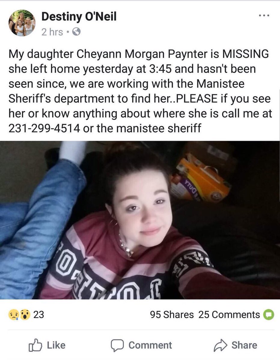 JenniWestside's tweet photo. #Cheyann has been found. Thank you! https://t.co/40T1eM5VDu
