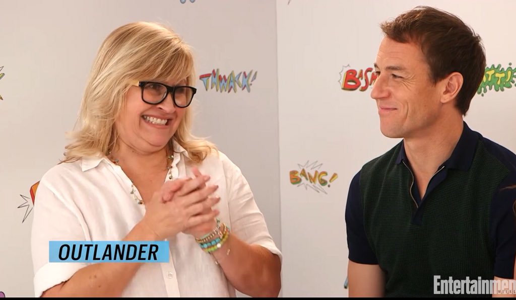 TobiasSox's tweet image. #ThrowbackThursday to #SDCC2017 #Outlander magic and the moment when @Lynetterice was all of us ...#TobiasMenzies  #TimeFlies