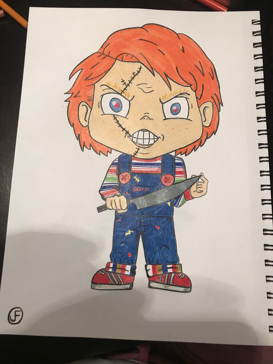 MadamePersphone's tweet image. Finished another piece today! @ChuckyIsReal #horrorart