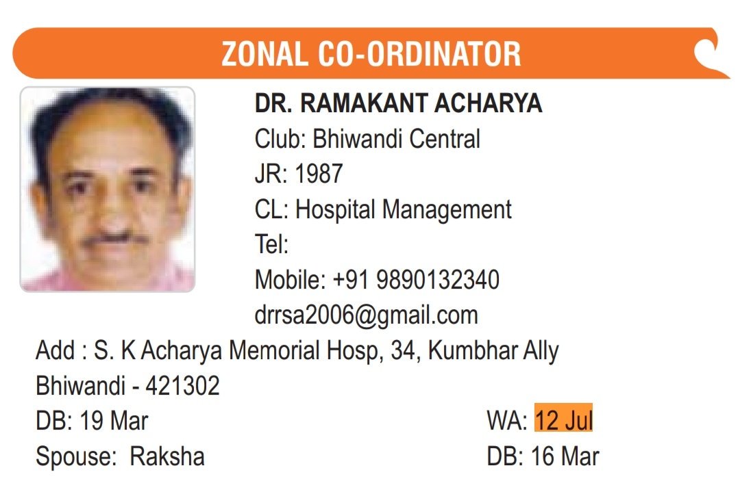 PerfectRotary's tweet image. 12/7, Gm Thursday. Bday wishes to Pres Vijay Kewalramani-Thane Harbour, Spouse Madhu of AvCC Prakash Chandnani -Thane Harbour,Spouse Prachi of Member Dist Steward Comments, Mahesh Madkholkar-Thane Hills &amp;amp; W/Ann wishes to AvCC Dr.Ramakant &amp;amp; Raksha Acharya from Bhiwandi Central.