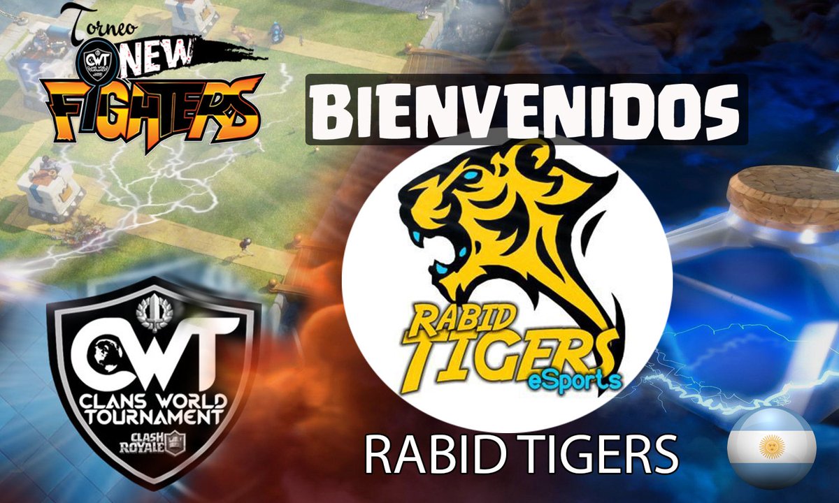 La CWT le da la Bienvenida al clan <a href="/RabidTigers_CR/">Rabid Tigers eSports</a> (13/64) que vienen a darlo todo por el todo en el torneo: NEW FIGHTERS!

-Siguenos para enterarte de su trayectoria y de muchos mas clanes.

Se agradece RT y Fav.
#NEWFIGHTERS
#ClansWorldTournament
