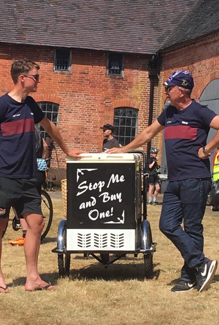 condorcycles's tweet photo. #ThrowbackThursday. 
Grant Young and JLT Condor’s Tom Stewart on ice cream duty at #Condor70 festival. https://t.co/45M5IMuLsw