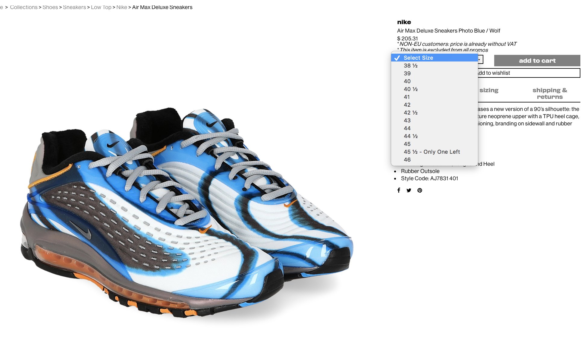 nike air max deluxe sizing