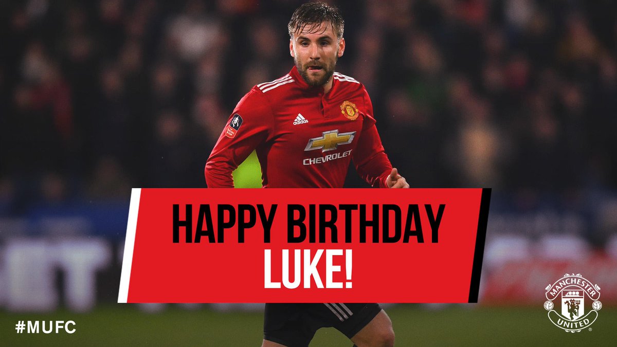 ManUtd's tweet image. Happy birthday @LukeShaw23! Have a fantastic day! 🎁🙌