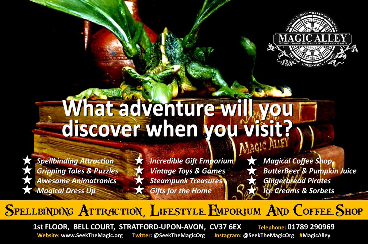 SeekTheMagicOrg's tweet photo. This summer immerse yourself in the spellbinding #stories contained in the #EnchantedManor at #MagicAlley in @BellCourtLife, where you can explore the #timetravelling #adventures of #WilliamShakespeare and his friends #Alice &amp; #DrThadddeusBombay. https://t.co/gCKpccZYWf