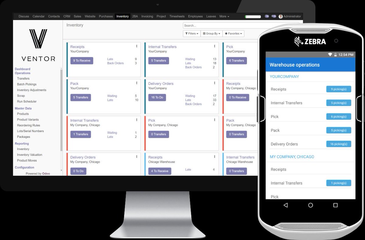ventor_tech's tweet image. Keep your warehouse connected to Odoo WMS with the Ventor app. The most useful solution for connecting any barcode scanner to Odoo - ventor.tech/warehouse-mana… #warehouseprocesses #odoo #inventorymanagement #barcodescanner #warehousemanagement #odooWMS #WMS #Logistics