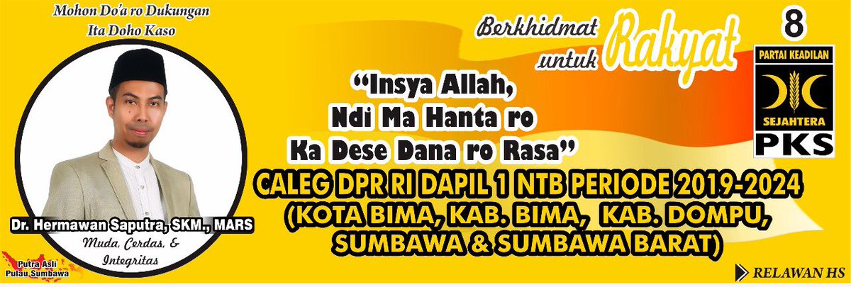 Hermawans4putra's tweet photo. Insha Allah dengan PKS kami Berkhidmat Untuk Rakyat
Mohon do'a san dukungannya
#Fordprri
#dapilntb1
#pks
#pulausumbawa
#muda #cerdas #berintegritas https://t.co/x2haxXB3dJ