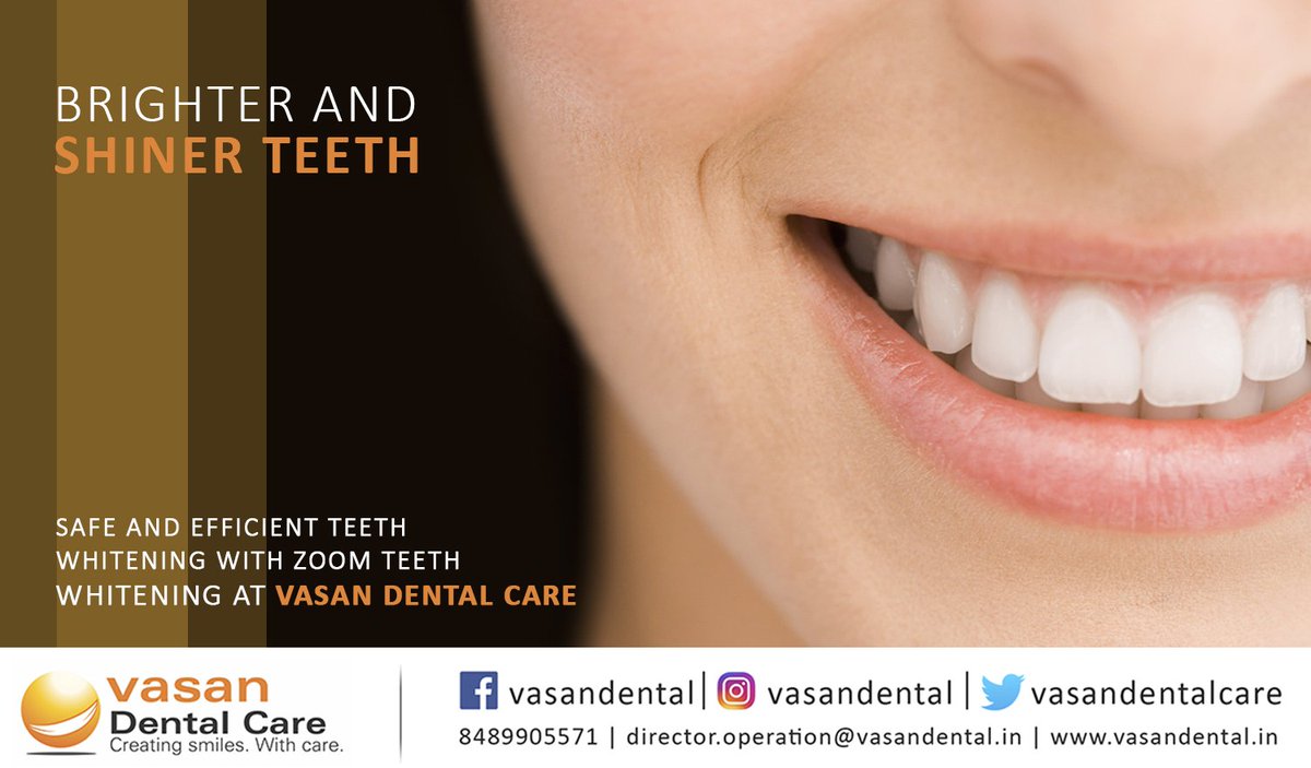 vasandental's tweet photo. Brighter and shiner teeth #vasan #vasandentalcare #TeethWhitening #ZoomTeeth #WhiteTeeth https://t.co/CTV5ST9weM