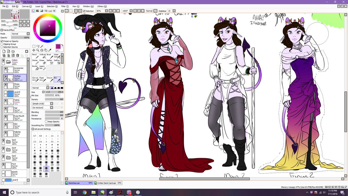 Art_forArtsSake's tweet photo. So a very good friend of mine suggested I post more WIPs ^_^ and well XD he's probably right lol SO HERE THEY ARE ^w^ my doodle page of my #CritterDeck #dnd #PathfinderRPG persona/character
BEHOLD MY MANY OUTFITS~
More WIPs to come of other OCs and such #dndoc https://t.co/dDVrde31lk