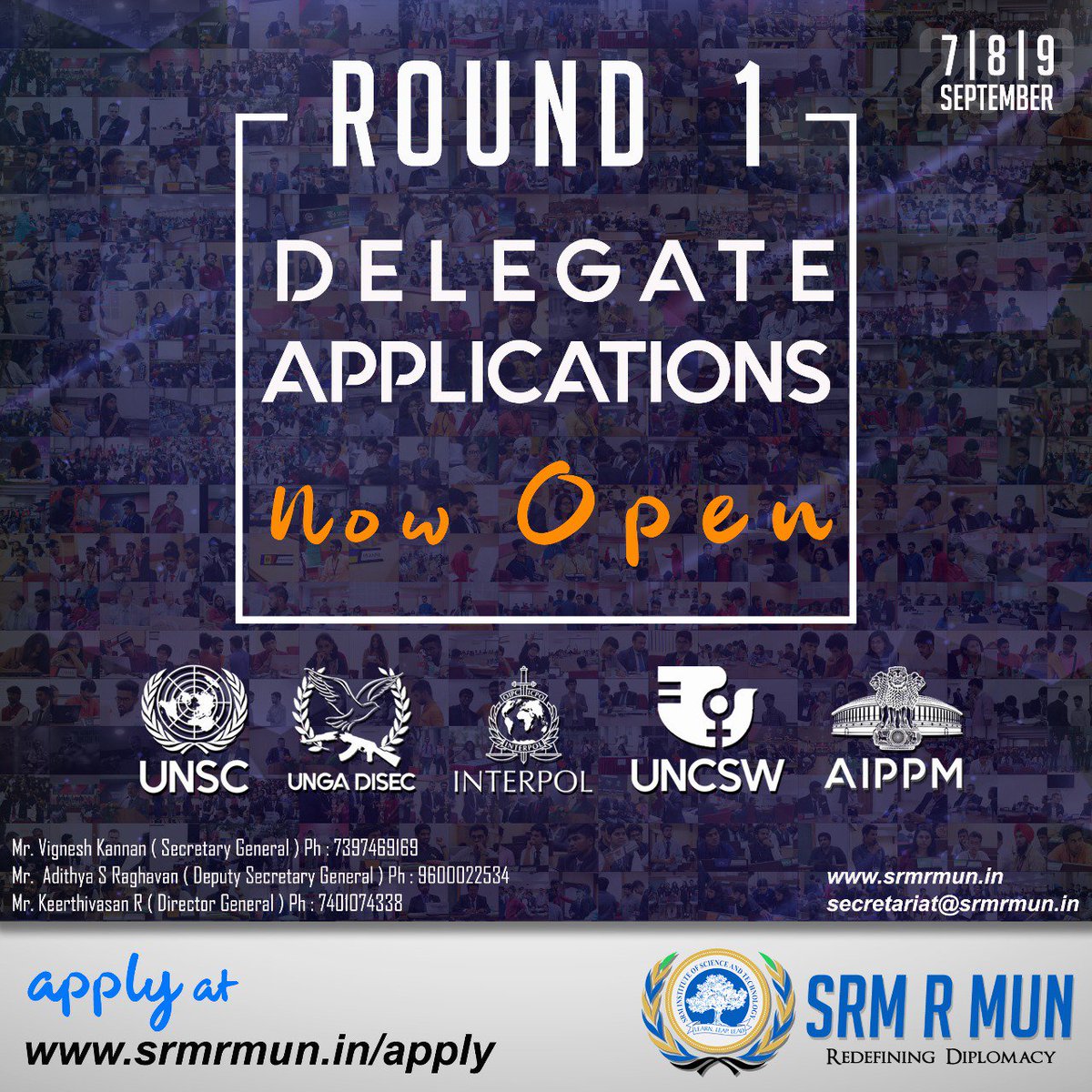 srmrmun's tweet photo. The sea is set for your sail.
Apply at: https://t.co/Xo92FC9Blb
#RedefiningDiplomacy
#SRMRMUN2018 https://t.co/BdPOTuqqvL