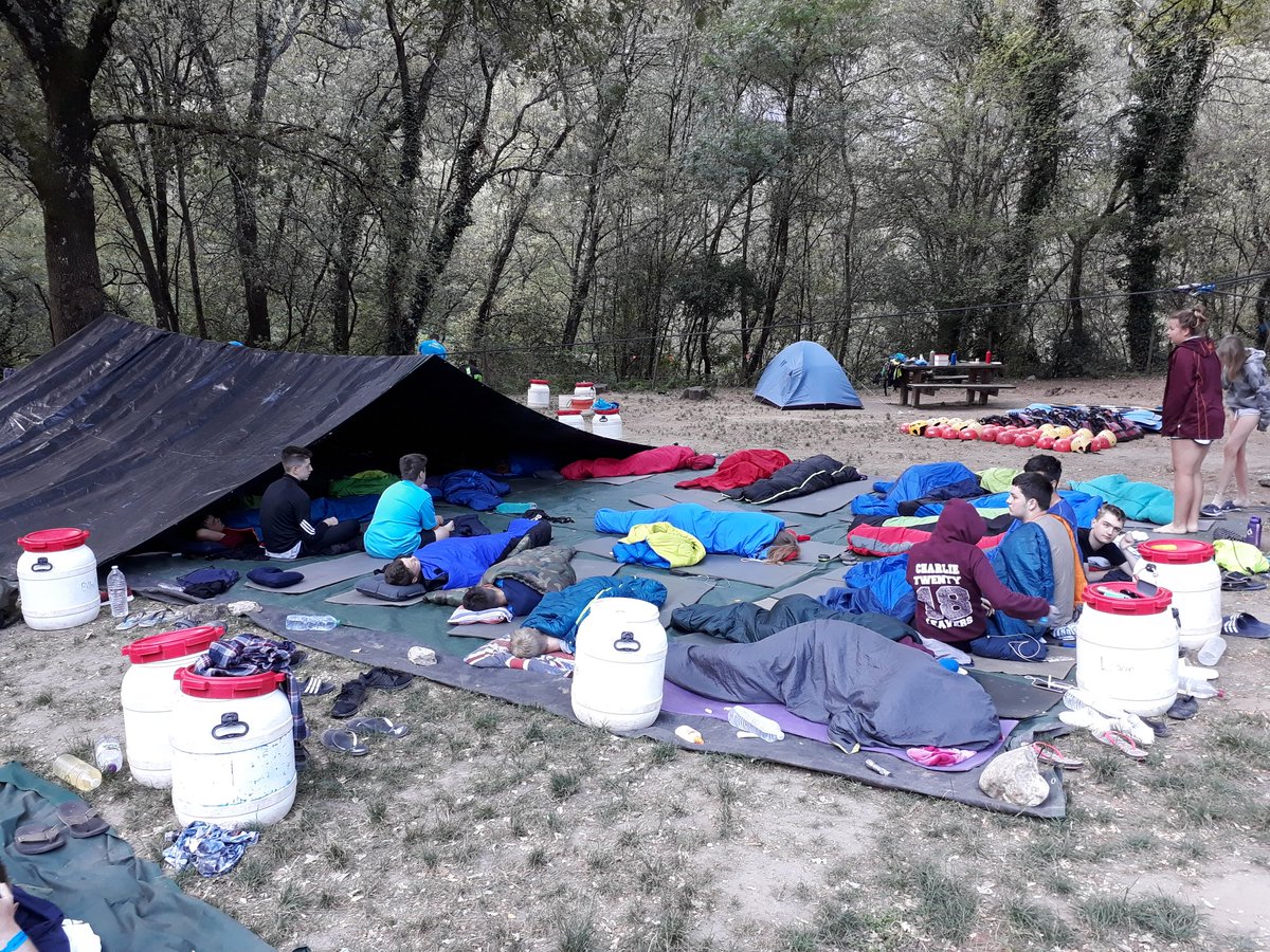 AvonValleySch's tweet photo. Ardèche trip - Campers slowly waking up! #eventfulnight #notthemostcomfy https://t.co/QrVu67vHm5