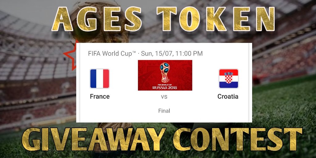AgesToken's tweet photo. FIFA WORLD CUP FINAL⚽️⚽️
We will choose 5 Winners to Win 5000000 Ages Token. 

How to join ?
1. Leave a comment below👇
2. Retweet this post
3. Retweet pinned post https://t.co/Y4Ng12fjjQ