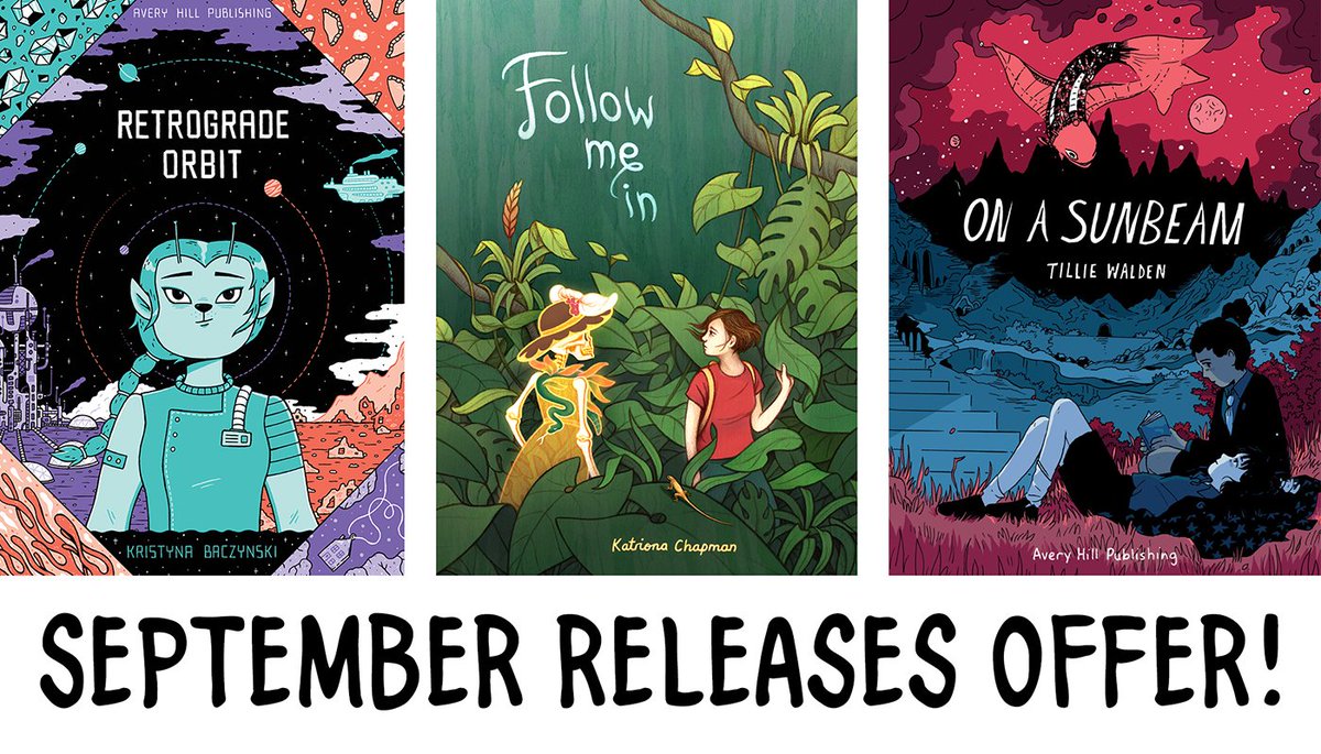 We have a pre-sale for our September books by Kristyna Baczynski, Katriona Chapman and Tillie Walden! Order the bundle and you get a discount, bookplates &amp; probably something cool that we've yet to figure out! Buy your September self a nice present
averyhillpublishing.bigcartel.com/product/septem…
#comics