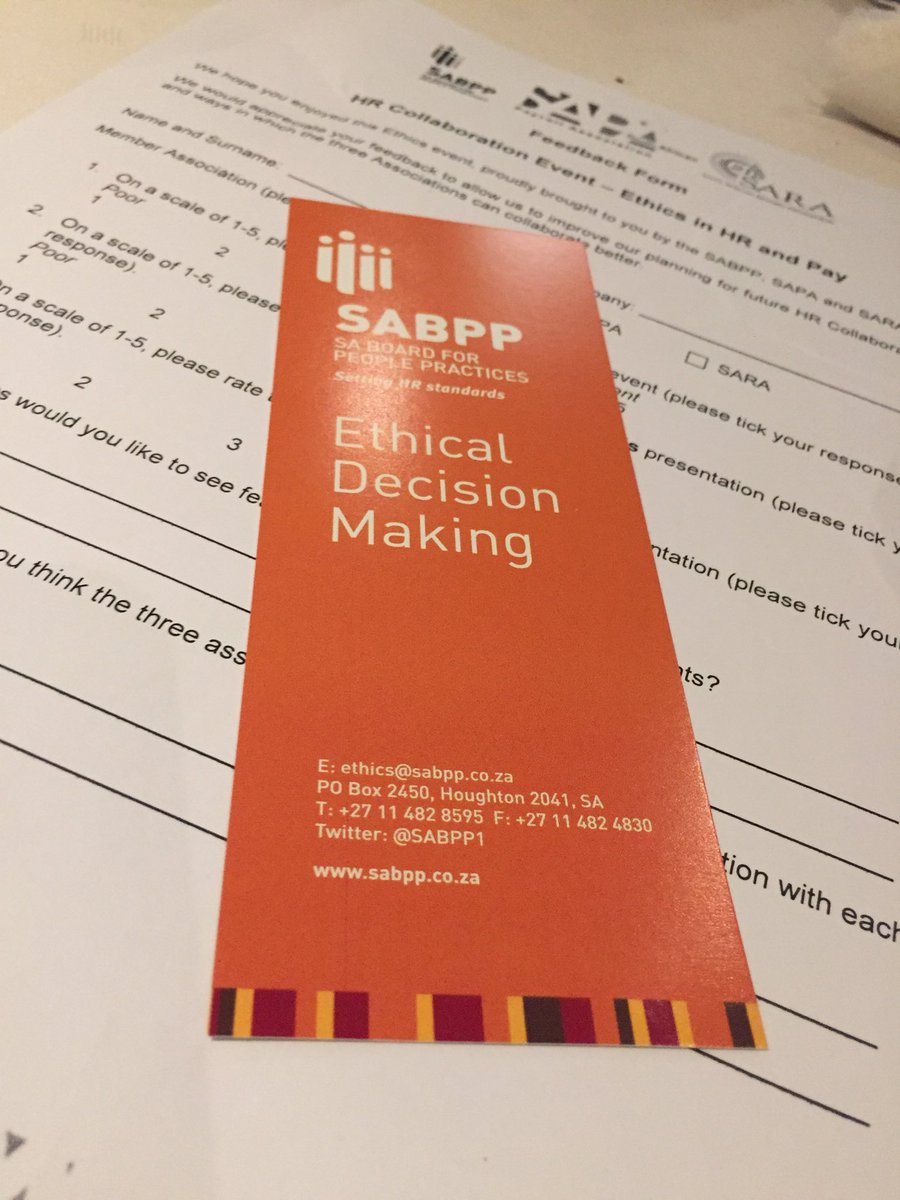 ceanne_schultz's tweet photo. Ethics is understanding right and wrong, and doing right #HRCollaboration SARA, SAPA &amp; SABPP ⁦@SABPP1⁩ #EthicsInHRandPAY https://t.co/qorowiuFSk
