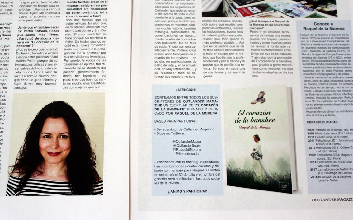 RaqueldlMorena's tweet photo. La revista @OutlanderMagaz sortea entre sus suscriptores (la suscripción es gratuita) un ejemplar en papel de 'El corazón de la banshee'. ¿Te apetece participar? En una de estas imágenes de ⬇️⬇️⬇️encontrarás las bases. ¡Es muy fácil! #Sorteo hasta el 30-7. #sorteobanshee https://t.co/8DsYMp0Zxk