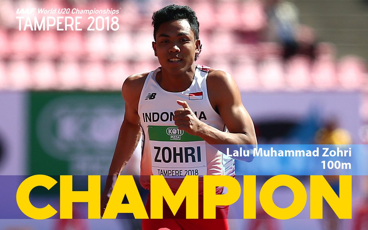 In case you haven't read the big news from yesterday...

Lalu Muhammad Zohri of Indonesia is the world U20 100m champion! Yes INDONESIA!

#IAAFWorlds