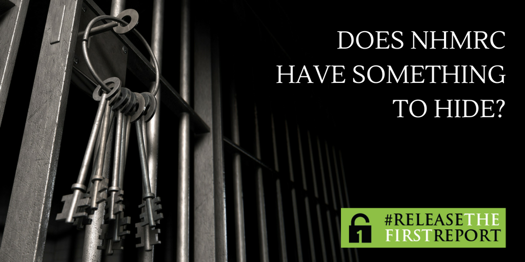 Questions NHMRC need to answer: 
- Why do the review twice?
- Why remove all traces of the first report?
- Why invent a method even NHMRC has never used for any other review, ever to produce the second report?
Does NHMRC have something to hide? 🤔 Sign at releasethefirstreport.com/join-the-campa…