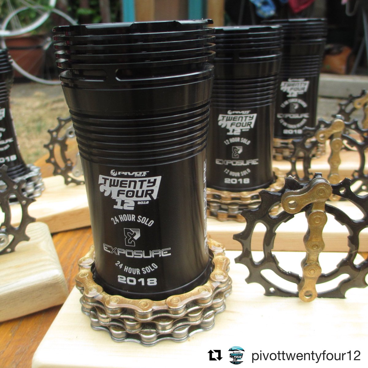 use_exposure's tweet photo. So looking forward to this years @pivottwentyfour12! Trophies look awesome!
Whose going to be racing for one of these???
#mtb #mtbr #mtbevent #mtblife #mountainbike #mountainbiking #lightupthenight #pivot2412 #justride #cycling #cyclinglife #bikelife #race #cycle #trophies #win https://t.co/hBFKxf2M9j