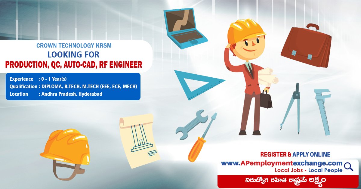 APEmploymentExc's tweet photo. A Very Interesting Opportunity For #Production, #QC, #Auto_cad, #RF_Engineer in #AndhraPradesh &amp; #Hyderabad With Around 0-1 years of Experience. Click Here: https://t.co/vfnNTDSaMu https://t.co/Qxjck06tla