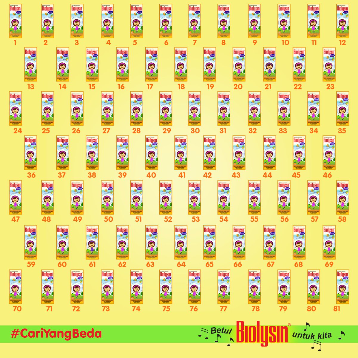 Biolysin_Series's tweet photo. Hai Bunda, bantuin Mimin #CariYangBeda dalam gambar ini dong π Siapa yang bisa bantuin bakalan dapat hadiah dari @Biolysin_Series π
Jangan lupa caranya ya π
#betulbiolysinuntukkita #quiz #kuisbiolysin #games #biolysin https://t.co/Ygv6hXL1us
