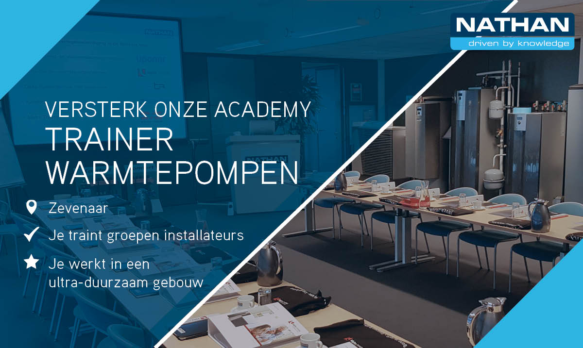 350 cursisten en 33 trainingen; zomaar wat cijfers van de Nathan Academy dit jaar! 🎓 Wegens groei zijn wij op zoek naar een Trainer Warmtepomptechniek! Ga jij installateurs enthousiast maken over onze duurzame oplossingen?

 👉 Bekijk direct de vacature: bit.ly/2KSlfE4