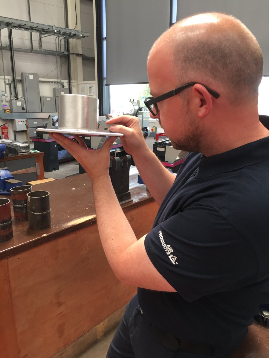 airproductsuki's tweet photo. Kevin judging at the #skillweld semi-finals @lakescollege measuring the weld leg lengths on the TIG aluminium test piece. @WeldingInst #welding #worldskillsUK #competition #CodeAWeld https://t.co/Z0Cm5voq6V