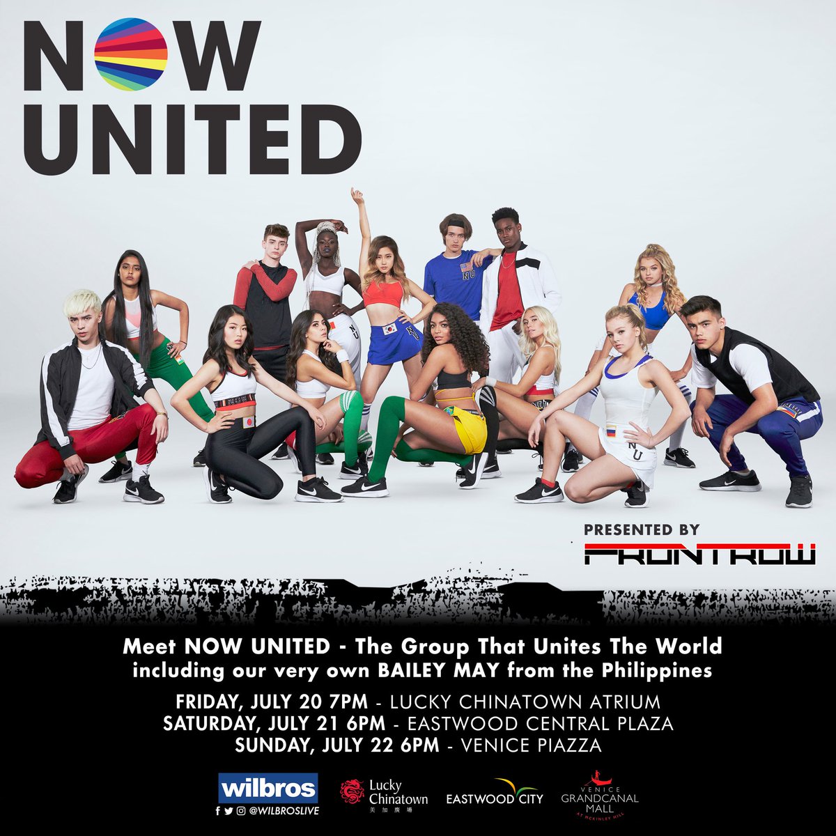 WilbrosLive's tweet photo. Meet the newest global pop group @NowUnitedMusic! Coming to MANILA next week 🇵🇭 including our very own @BaileyMayNU from the Philippines! Catch them LIVE and get a chance to meet and greet the group!! 😉😎 #NowUnitedMANILA #NowUnitedFRONTROW https://t.co/KUFLUV1jEm