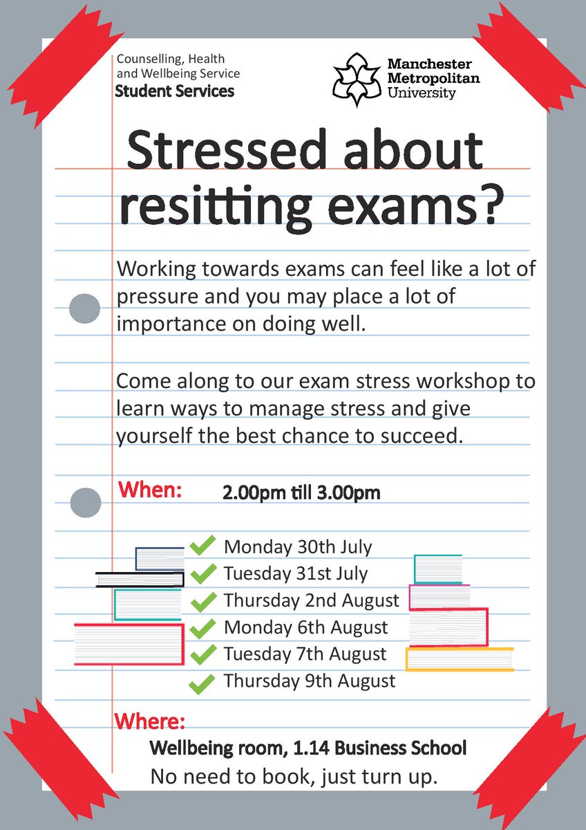 mmucounselling's tweet image. Stressed about your resits? We have some workshops that may help. #mmu