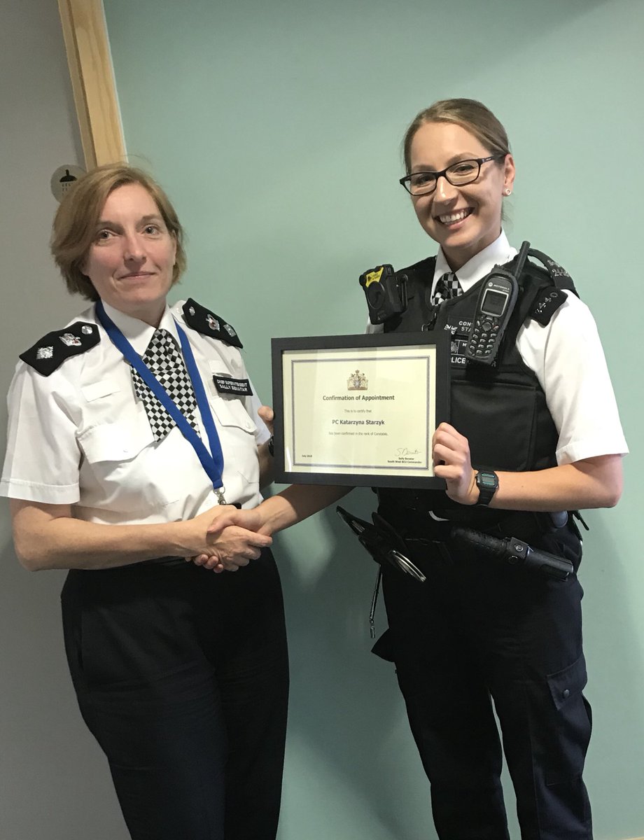 Sally Benatar (@benatarsally) on Twitter photo Congratulations to PC Kat Starzyk from <a href="/MPSTootingTnC/">Tooting Ward Police Team</a> <a href="/MPSWandsworth/">Wandsworth Police</a> who has passed her probation and is now confirmed in the office of Constable!
#SouthWestBCU Congratulations to PC Kat Starzyk from <a href="/MPSTootingTnC/">Tooting Ward Police Team</a> <a href="/MPSWandsworth/">Wandsworth Police</a> who has passed her probation and is now confirmed in the office of Constable!
#SouthWestBCU