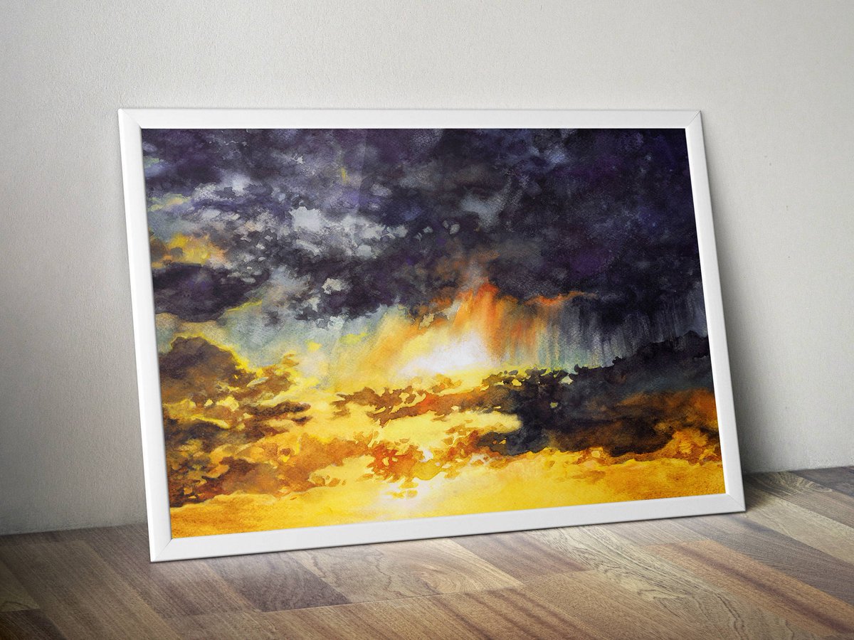 K_KmiecikART's tweet photo. watercolor sunset art print - colorful watercolor clouds print - yellow blue sunset sky print - atmospheric art print - rain cloud painting https://t.co/hgPzoHvtwG #art #prints #artonetsy #etsyseller #buyprint #artprint #print #Etsy #ColorfulWatercolor https://t.co/iDq9tyuqG7