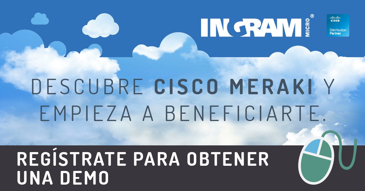 IMES_Flyhigher's tweet photo. Cisco Meraki está transformando las redes en la nube como nunca antes. Fácil de entender - Fácil de lanzar - Fácil de vender. Conviértete en un partner de Cisco Meraki y comienza a beneficiarte hoy con Ingram Micro https://t.co/L72pzw7QBn #DCCIMES18 #CiscoDCC18 @IngramMicroES https://t.co/110WmnQx9d