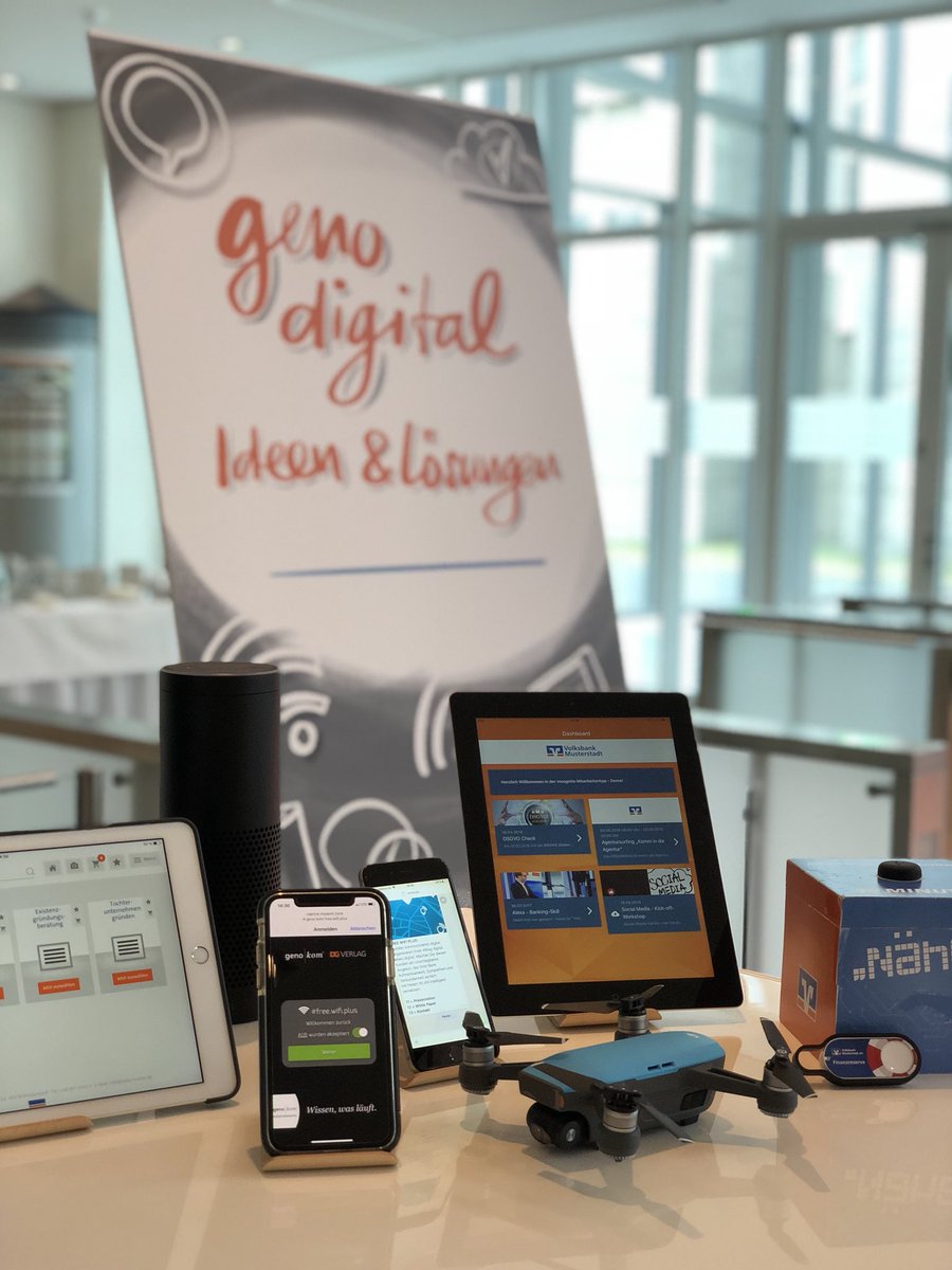 genokom's tweet photo. Digitale Ideen und Lösungen der geno kom on tour auf dem DZ BANK TxB-Kongress in Stuttgart, Düsseldorf, Rastede, Frankfurt, Hannover. Apps, Voice, Internet of Things und Gadgets. #digitalcreative #fastforward #firstmover #genokom #volksbank #digitalisierung #prototyp https://t.co/Y7JnvQsi4V