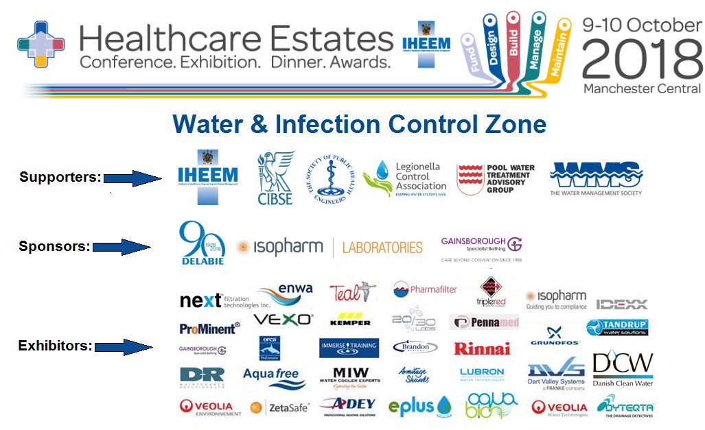 HCEstates's tweet photo. #Water &amp; #Infection Control Zone supported by: @CIBSE @SOPHEtweets @WMSoc_Waterline @LCA110 @PWTAG_UK @IHEEM

Sponsored by: @delabie_group @Isopharm_DENTAL @GSB_Baths

Join the largest UK #event for #NHS70 #Estates and #Facilities managers! email jaystacy@stepex.com for more info https://t.co/ZiLXLSTqNk