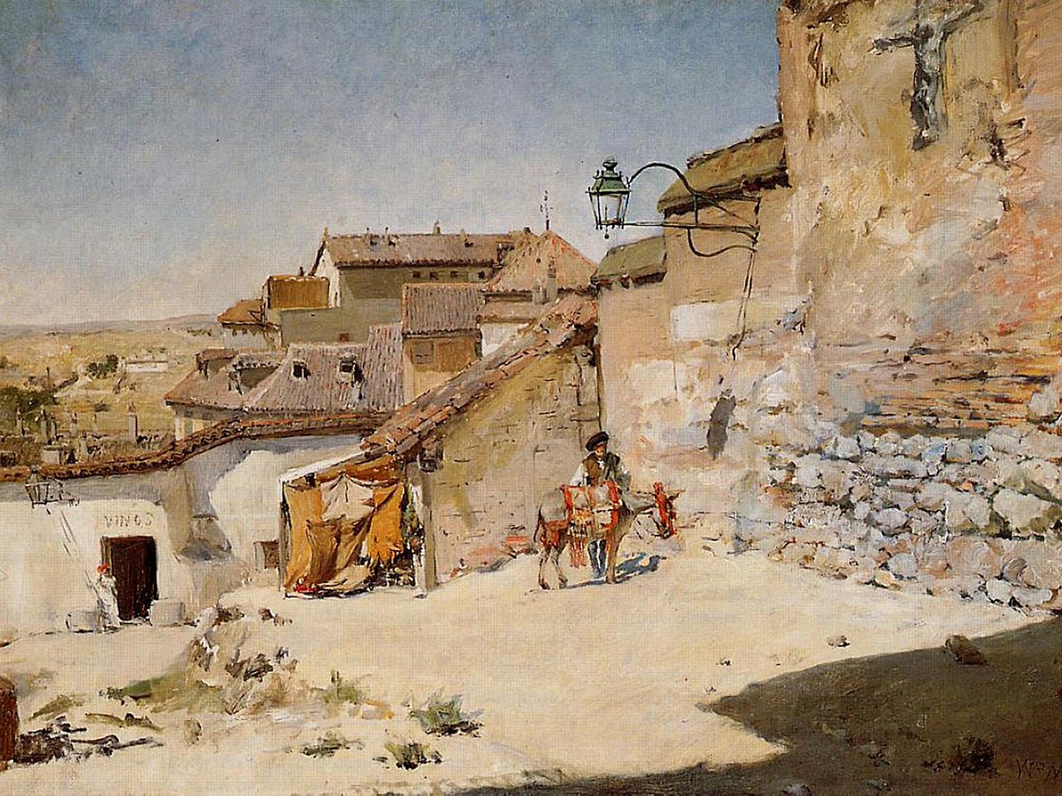 bernimora17's tweet photo. 372. “Sunny Spain”, 1882, de William Merritt Chase. Con sólo 21 años, su fama como pintor en San Luis llamó la atención de algunos mecenas locales que financiaron una primera estancia en Europa. En esta visión de una soleada España destaca la gama de ocres que emplea el pintor. https://t.co/5cX4HI4D2u