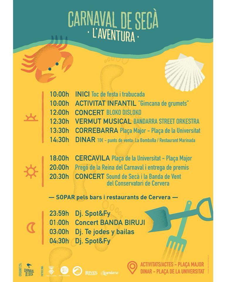 paeriacervera's tweet photo. Ja tenim aquí el #carnavaldeseca !
El mar arriba a #Cervera el dissabte 14 de juliol!!
Concerts, vermut musical, dinar, festa, caloret, bon rotllo, 10 grups de percussió, actuacions especials i una Gran Rua de Carnaval amb més de 400 participants!🐠🌊🎶 https://t.co/72Qd3K0Lai
