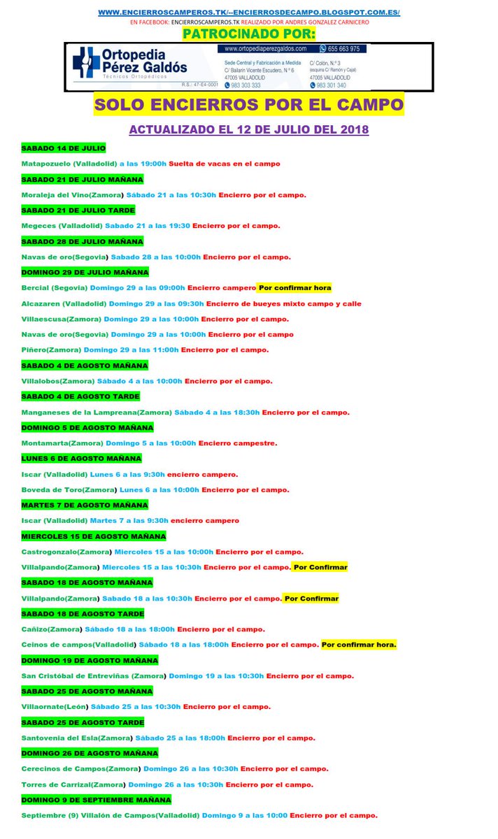 FECHAS SOLO ENCIERROS DE CAMPO