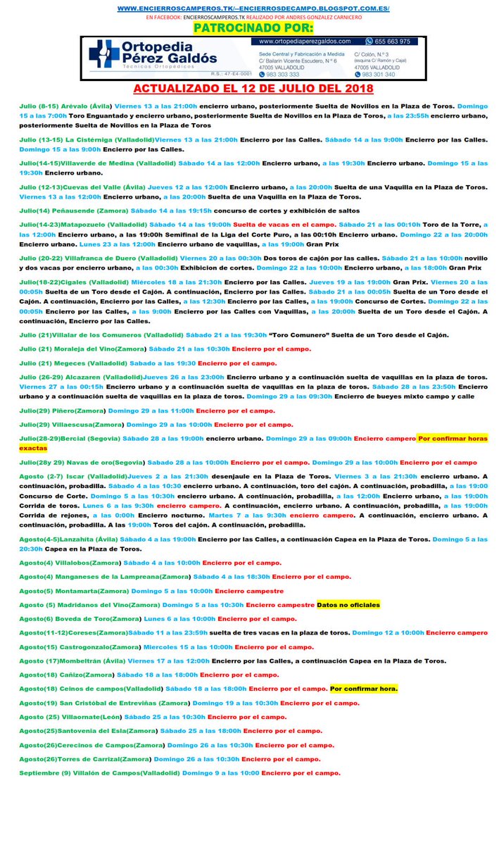 Fechas de festejos taurinos de CASTILLA y LEÓN