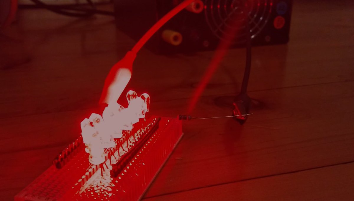 The simple trick electrical engineers don't want you to know  about! 14 LEDs one 1/4W resistor. The smoke means it is working.