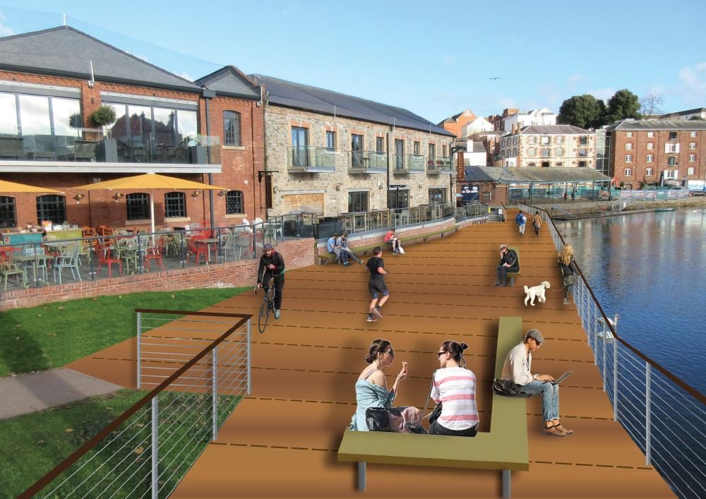 ExeterCouncil's tweet photo. Exeter could get a new waterside feature. Plans have been submitted to build a new bridge and boardwalk down on the Quayside. The new structure would replace the existing Mallison Bridge which spans the medieval leats on the north bank of the River Exe.
https://t.co/wbM62qlgFT https://t.co/i6xP2UqQeu