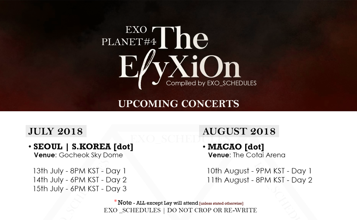 EXO PLANET #4 - The EℓyXiOn - concert tour schedule Officially