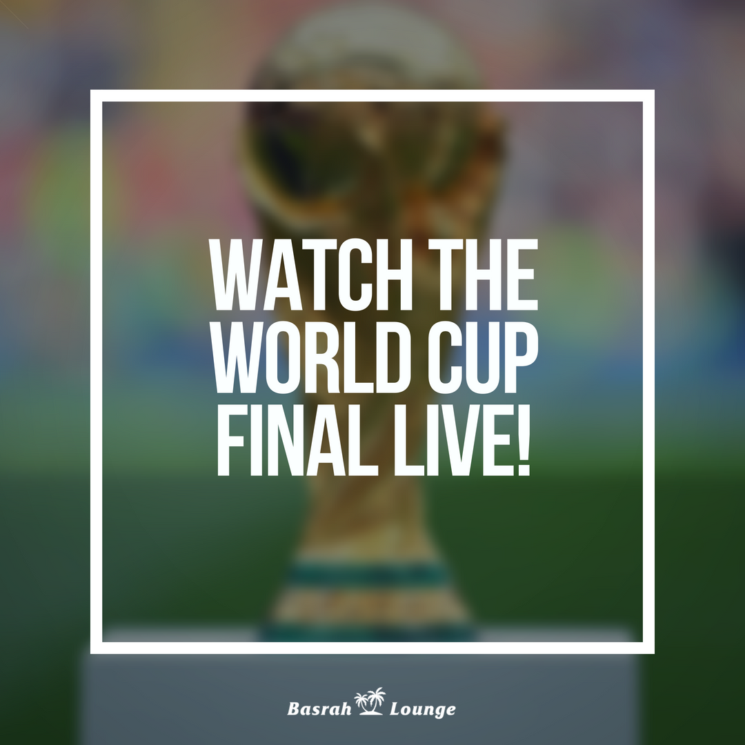 BasrahLounge's tweet photo. Come along to Basrah Lounge this Saturday to watch the World Cup Final LIVE. Enjoy great seats, food, drinks, shisha and a truly BUZZING atmosphere for this EPIC final!!! ️⚽️️⚽️️⚽️ https://t.co/bYpxAI3YxW
