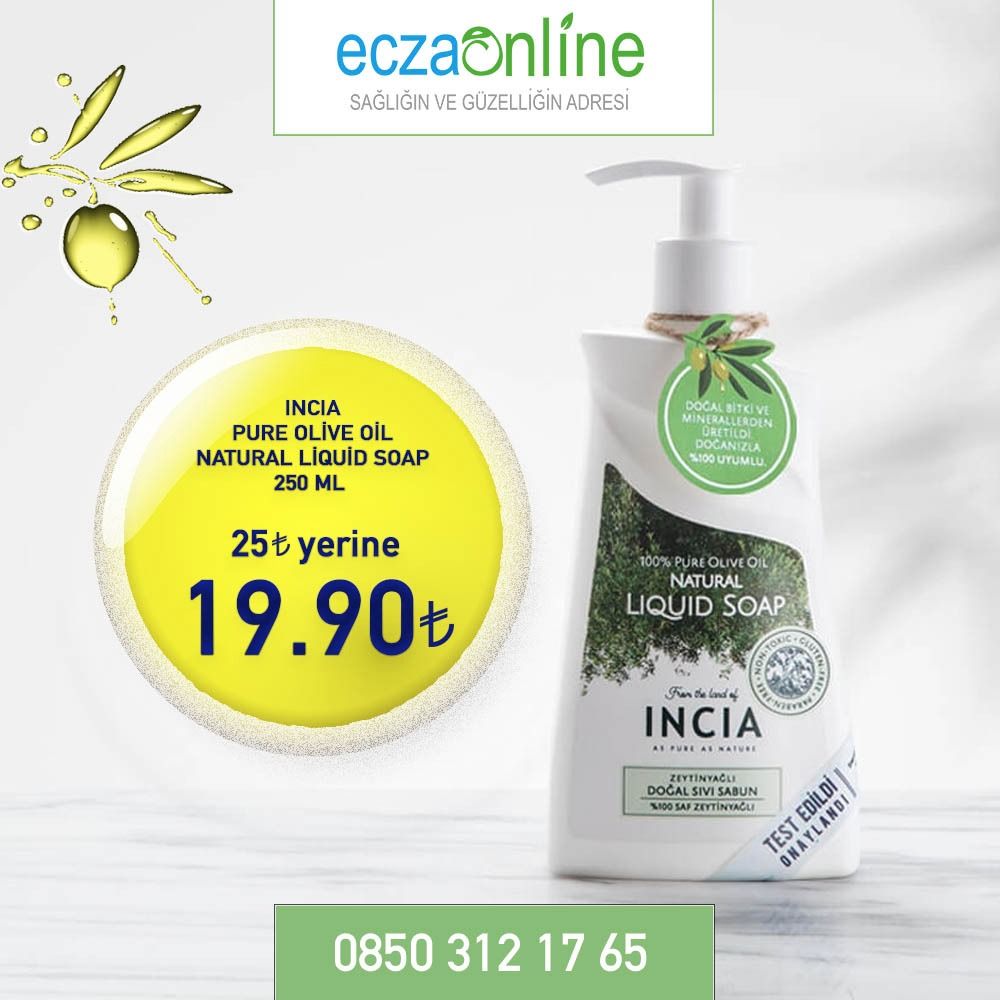 Incia Pure Olive Oil Natural Liquid Soap 250 ml
Zeytinyağlı Doğal Sıvı Sabun

Sentetik yağ, silikon, paraben, sentetik koruyucular, petrol kimyasalları, kimyasal köpürücüler, boyalar ve sentetik kokular içermez. 

#incia #indirim #kampanya #eczaonline #saglik #cilt #dermokozmetik