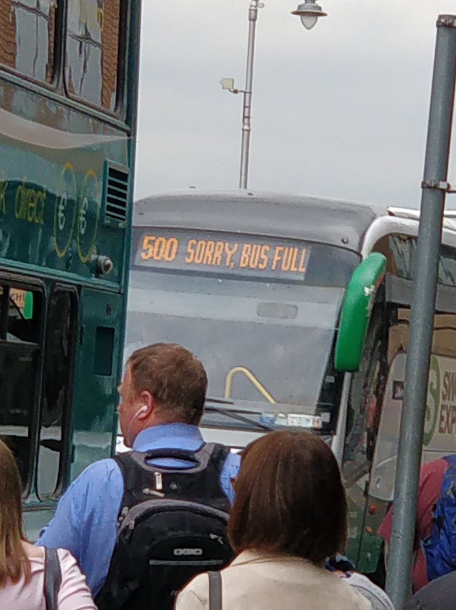 NidgeyK's tweet photo. @SwordsExpress Queue 30 deep @ northwall quay and 3 of your busses have gone by in 20 minutes, each one the same... https://t.co/PMxf0zPKUO